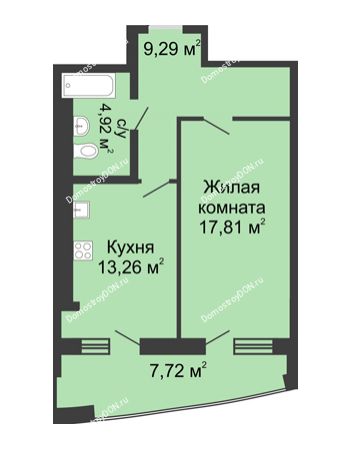 1 комнатная квартира 53 м² в ЖК Тихий Дон, дом № 2