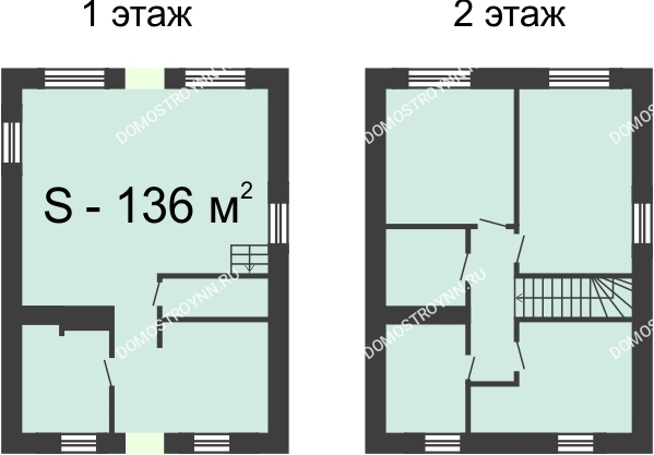 Планировка 1 этажа в доме № 44 по ул. Восточная (136 м2) в КП Фроловский