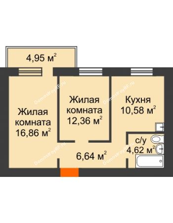 2 комнатная квартира 52,55 м² - ЖК Новая Жизнь