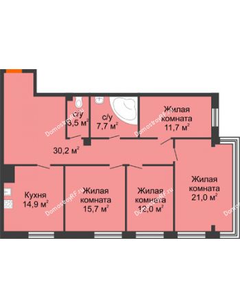 4 комнатная квартира 116,7 м² - КД Green Вита (Грин Вита)