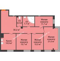 4 комнатная квартира 116,7 м², КД Green Вита (Грин Вита) - планировка