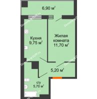 1 комнатная квартира 34,4 м² в ЖК Грин Парк, дом Литер 1 - планировка