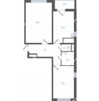 2 комнатная квартира 52,8 м² в ЖК Левенцовка парк, дом Корпус 8-12.1 - планировка