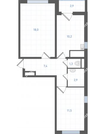 2 комнатная квартира 53,3 м² в ЖК Левенцовка парк, дом Корпус 8-12.1
