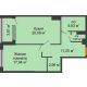 1 комнатная квартира 61,93 м², ЖК Гран-При - планировка