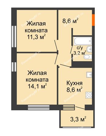 2 комнатная квартира 47,2 м² - ЖК Первая высота