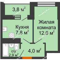 1 комнатная квартира 26,7 м² в ЖК Грани, дом Литер 4 - планировка