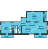 3 комнатная квартира 98,4 м², ЖК Космолет - планировка