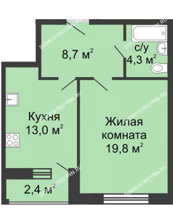 1 комнатная квартира 47 м² - ЖК Дом на Свободе