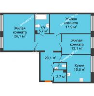 3 комнатная квартира 103,7 м² в Архитектурный Ансамбль Вознесенский, дом Дом Собенникова - планировка