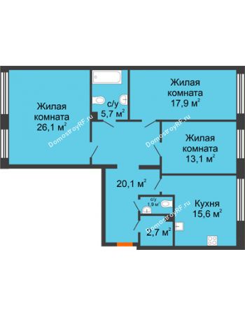 3 комнатная квартира 103,7 м² в Архитектурный Ансамбль Вознесенский, дом Собенникова