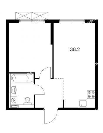 1 комнатная квартира 38,2 м² в ЖК Савин парк, дом корпус 1