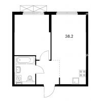 1 комнатная квартира 38,2 м² в ЖК Савин парк, дом корпус 1 - планировка