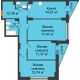 3 комнатная квартира 76,42 м² в ЖК Рубин, дом Литер 1 - планировка