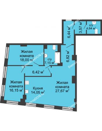 3 комнатная квартира 110,91 м² - ЖК Гранд Панорама