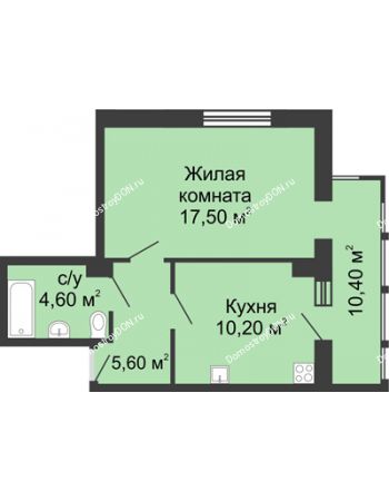 1 комнатная квартира 48,3 м² в ЖК Мега, дом № 2
