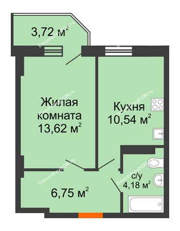 1 комнатная квартира 36,21 м² в ЖК Свобода, дом №2