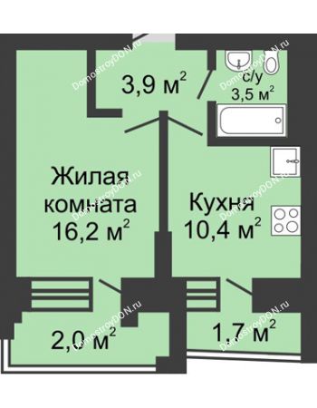 1 комнатная квартира 37,7 м² в ЖК Династия, дом Литер 1
