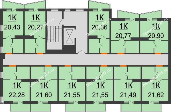 Планировка 2 этажа в доме 2 очередь (секция 4) в ЖК Волна-1