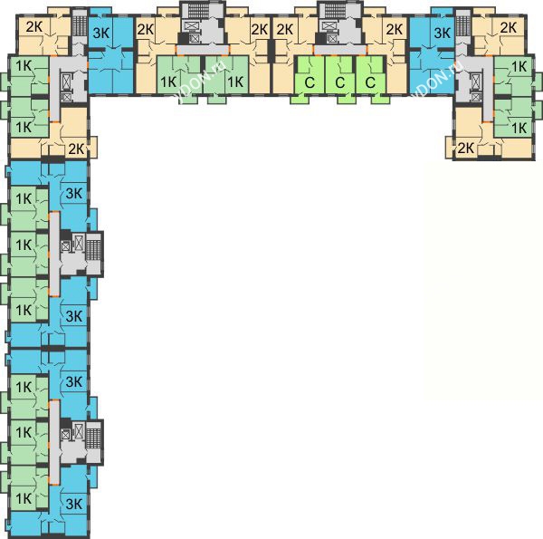 Планировка 10 этажа в доме Корпус 5-4 в ЖК 5 Элемент (Пятый Элемент)