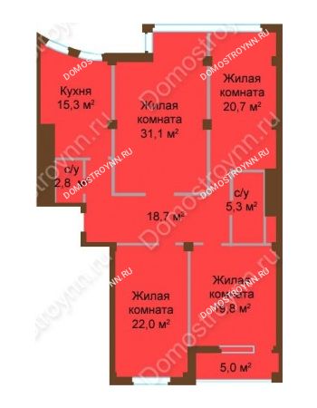4 комнатная квартира 140,7 м² - ЖК Бояр Палас