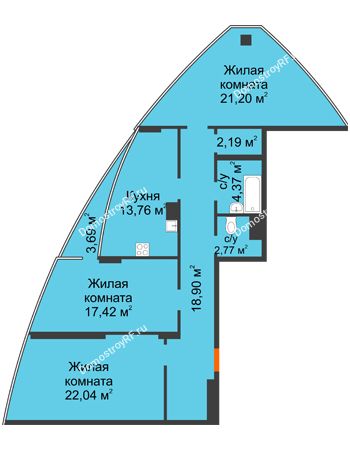 3 комнатная квартира 104,5 м² - ЖК Atlantis (Атлантис)