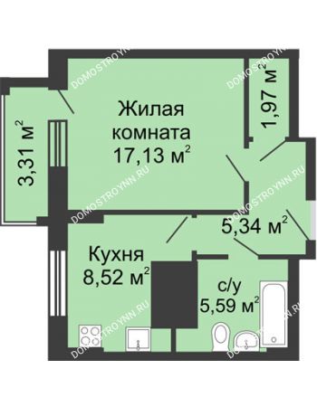 1 комнатная квартира 40,21 м² - ЖК Гелиос