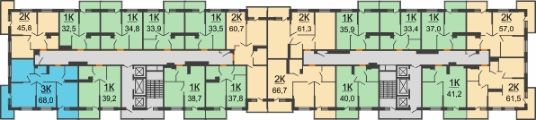 Планировка 3 этажа в доме Литер 2.2 в ЖК Отражение