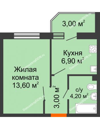 1 комнатная квартира 29,2 м² в ЖК Вересаево, дом Литер 11