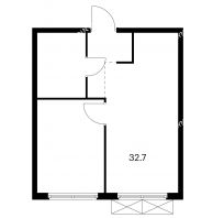 1 комнатная квартира 32,7 м² в ЖК Савин парк, дом корпус 3 - планировка