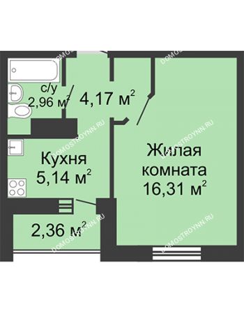 1 комнатная квартира 29,76 м² в ЖК Бурнаковский, дом № 38