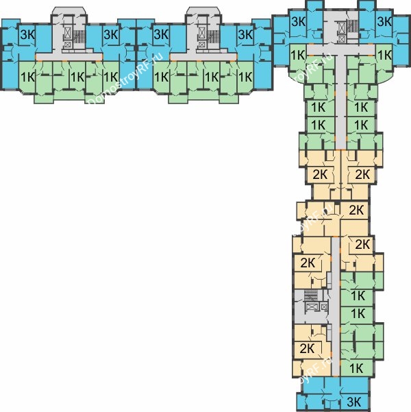 Планировка 2 этажа в доме позиция 1 в ЖК Крымский квартал