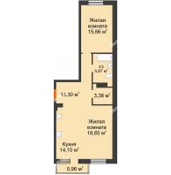 2 комнатная квартира 71,92 м² в ЖК Норма, дом № 2 - планировка
