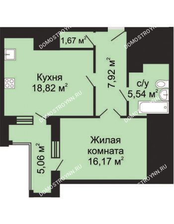 1 комнатная квартира 52,65 м² - ЖК Гелиос