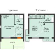 2 комнатный таунхаус 91 м² в КП Панорама, дом Гангутская, 18 (таунхаусы 115м2 и 91м2) - планировка