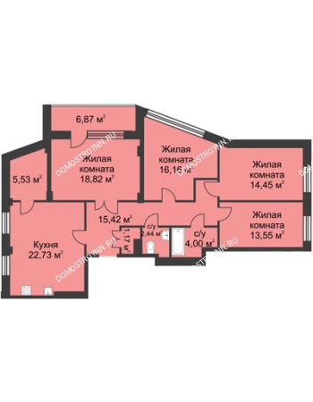 4 комнатная квартира 121,1 м² в ЖК Премиум, дом №1