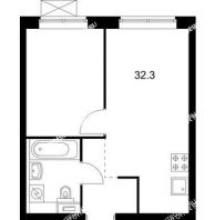1 комнатная квартира 32,2 м² в ЖК Савин парк, дом корпус 2 - планировка