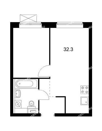 1 комнатная квартира 32,2 м² в ЖК Савин парк, дом корпус 2
