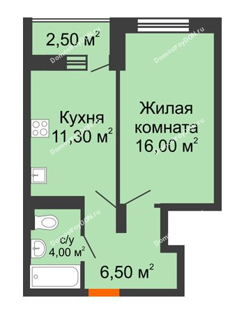 1 комнатная квартира 40,3 м² в ЖК На Тимошенко, дом № 1