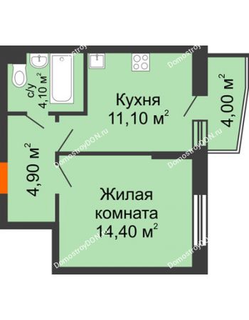 1 комнатная квартира 36,5 м² в ЖК Династия, дом Литер 2