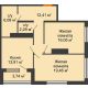 2 комнатная квартира 72,07 м², ЖК Гран-При - планировка