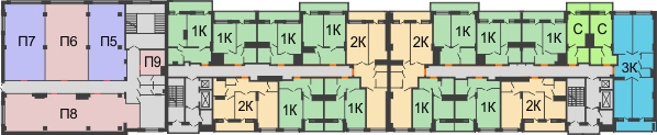 Планировка 2 этажа в доме № 1 в ЖК Встреча