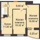 2 комнатная квартира 63,23 м² в ЖК Россинский парк, дом Литер 2 - планировка