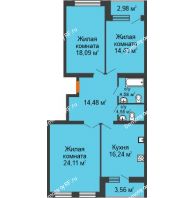 3 комнатная квартира 98,03 м² в ЖК Вознесенский, дом 2 этап - планировка