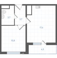 1 комнатная квартира 37,6 м² в ЖК Левенцовка парк, дом Корпус 8-12.2 - планировка