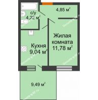 1 комнатная квартира 29,89 м² в ЖК Меридиан Юг, дом ГП-1 - планировка