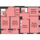 4 комнатная квартира 100,29 м² в ЖК Бунин, дом 1 этап, секции 11,12,13,14 - планировка