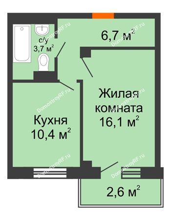 1 комнатная квартира 38,1 м² - ЖД Подзолкова