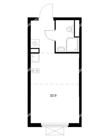Студия 22,9 м² в ЖК Савин парк, дом корпус 10