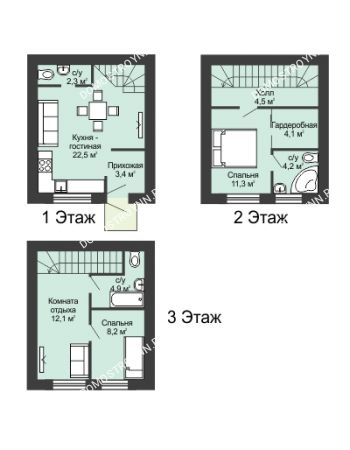5 комнатная квартира 90 м² в КП Баден-Баден, дом № 13-1 (от 72 до 117 м2)